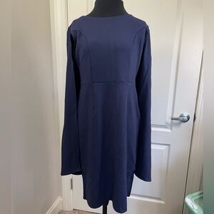 Iman Women's Navy Blue Cape Sleeve knee length Dress  Size S